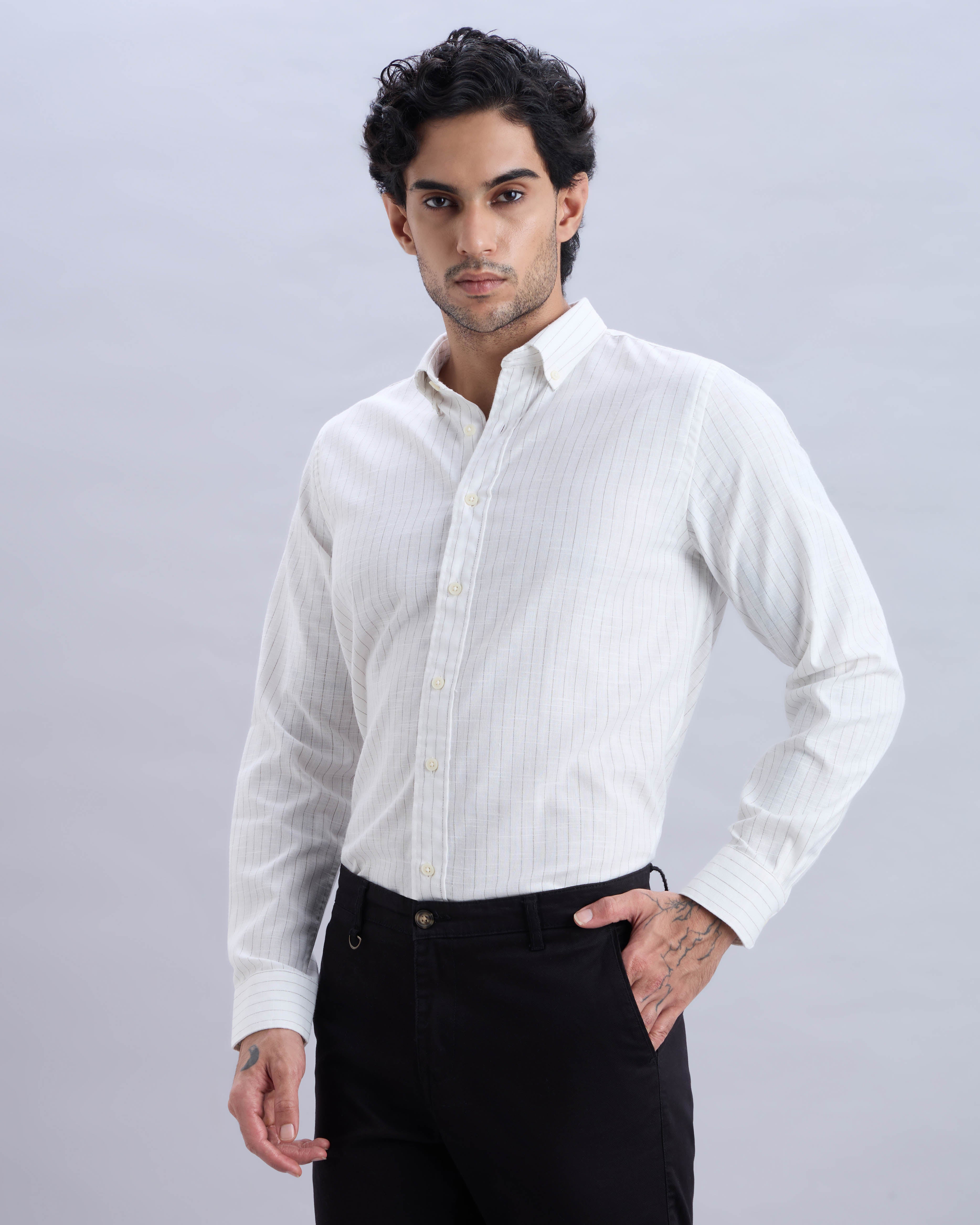 Stripes Cotton-Linen Shirt